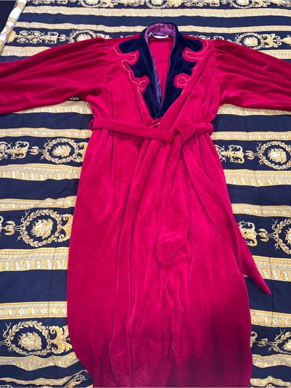 Dior Red and purple Velvet Embroidered Robe